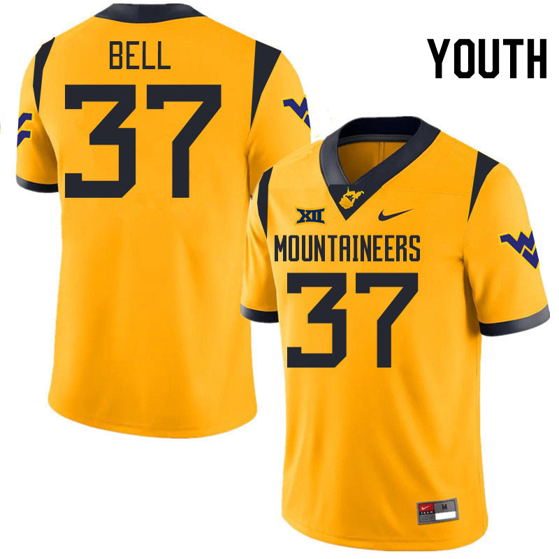 Youth #37 Jayden Bell West Virginia Mountaineers College 2024 New Uniforms Football Jerseys Stitched